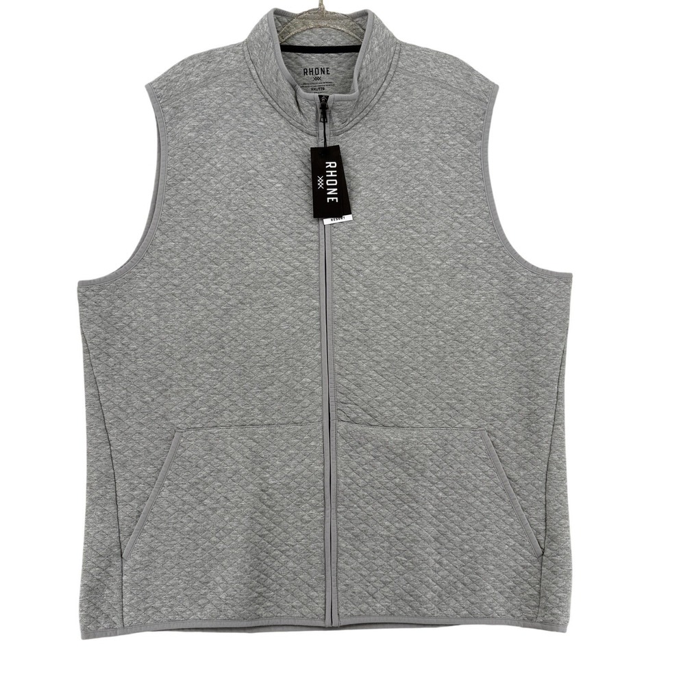 Rhone Mens Vest Sz‎ XL Gramercy Quilted Performance Full Zip Golf Heather Gray